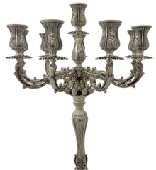 FINE 925 STERLING SILVER HANDMADE SWIRL LEAF APPLIQUE ORNATE 10 LIGHT CANDELABRA