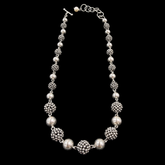 Mr Silverware Michael Dawkins Starry Night Sterling Silver Caviar Cluster & Globe Necklace 21"