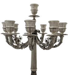 ITALIAN 925 STERLING SILVER HANDMADE LEAF APPLIQUE ORNATE 10 LIGHT CANDELABRA