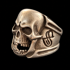 Vintage Sterling Silver Large Skull Gothic Biker Ring Size 12