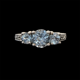 Mr Silverware Vintage UTC 925 Sterling Silver 3 Stone Aquamarine Filigree Ring Size 7