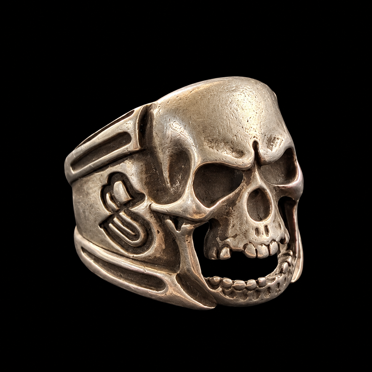 Mr Silverware Vintage Sterling Silver Large Skull Gothic Biker Ring Size 12
