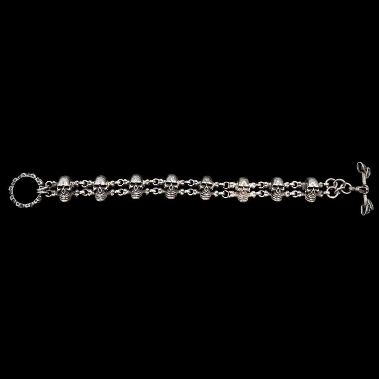 Vintage Sterling Silver Skull Bracelet