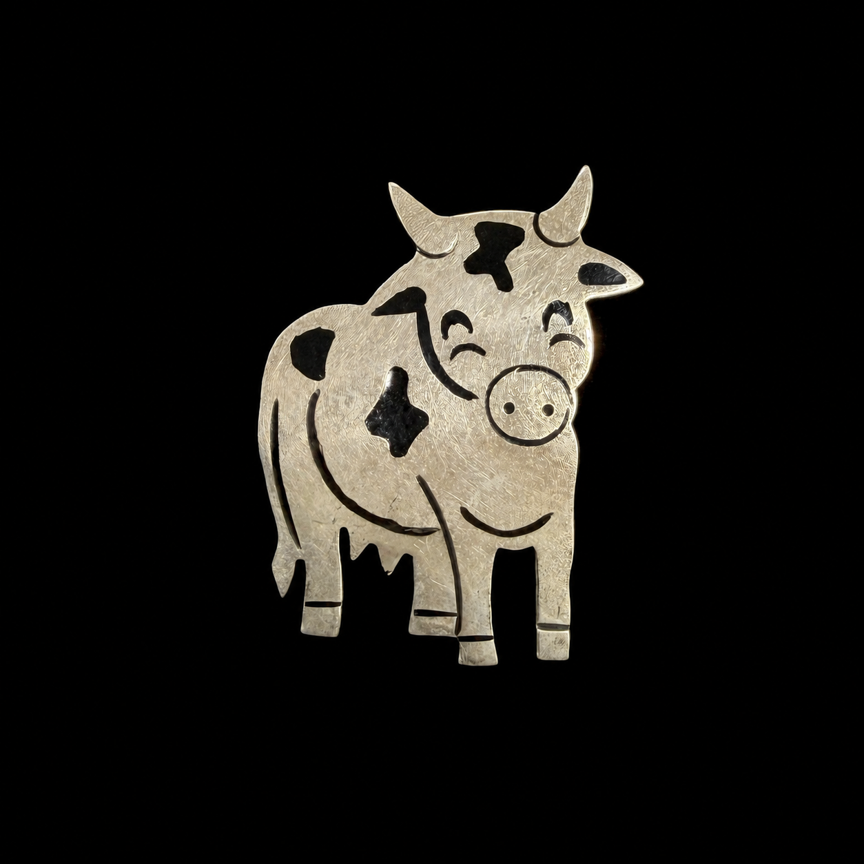 Mr Silverware Mexico Vintage Sterling Silver Cow Brooch Pin