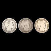 Mr Silverware 1903-O 1904-O 1905-S Barber Half Dollar 90% Silver Coins - Lot of 3