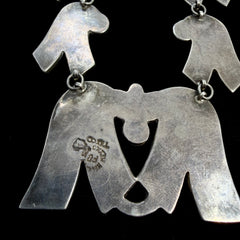 Mexico Vintage Sterling Silver Abalone Inlay Scroll Link Necklace & Bracelet Set