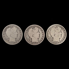 Mr Silverware 1908 D/P/S Barber Half Dollar Silver Coins - Lot of 3