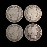 Mr Silverware 1906 D/P/S/O Barber Half Dollar 90% Silver Coins – Lot of 4