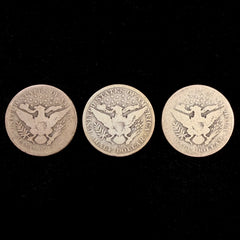 1900-P 1906-D 1907-D Barber Half Dollar 90% Silver Coins – Lot of 3