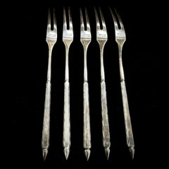 W&S.Sorensen 5 Sterling Silver Two Tine Olive Forks 4.25"