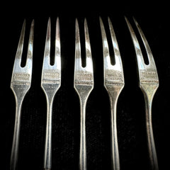 W&S.Sorensen 5 Sterling Silver Two Tine Olive Forks 4.25"