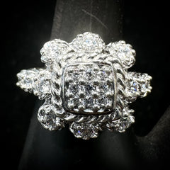 Judith Ripka Sterling Silver Cubic Zirconia Cluster Ring Size 6