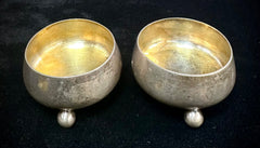 Tiffany & Co. Makers Antique Sterling Silver Pair Of Ball Footed Salt Cellars