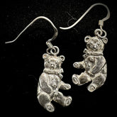 Vintage Sterling Silver Teddy Bear Dangle Hook Earrings
