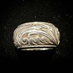 925 BA Vintage Sterling Silver Baroque Style Heavy Ring Size 5.5