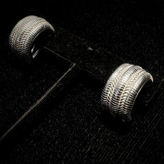 Judith Ripka Sterling Silver Wide Cable Half Hoop Earrings