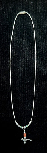 Vintage Sterling Silver Zuni Bird Fetish Bead Necklace 17.25"