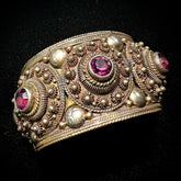 Purple Rhodolite Garnet Siam Sterling Silver Cannetille Vintage Bangle Bracelet