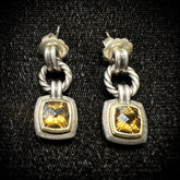 David Yurman Sterling Silver & 18K Gold Citrine Renaissance Dangle/Drop Earrings