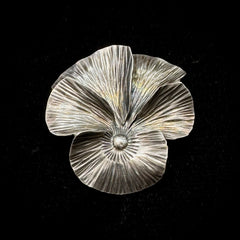 Vintage NUE Sterling Silver Floral Leaf Brooch Pin