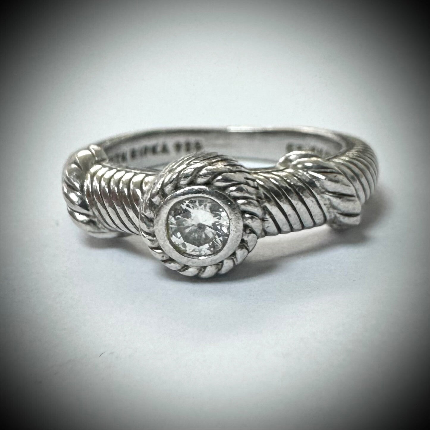 Judith Ripka Thailand Sterling Silver Cubic Zirconia Ring Size 7.75