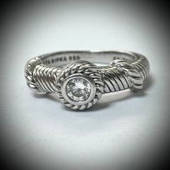 Judith Ripka Thailand Sterling Silver Cubic Zirconia Ring Size 7.75