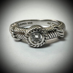 Judith Ripka Thailand Sterling Silver Cubic Zirconia Ring Size 7.75