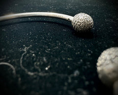 Pandora Moments Sterling Silver 4 Charm Cubic Zirconia Open Bangle Bracelet