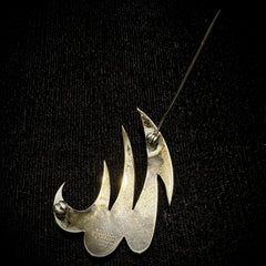 Ra & La Rasmussen and Lassen Vintage Sterling Silver Modernist Wave Brooch Pin