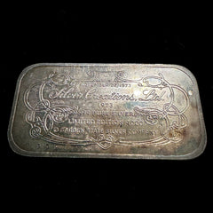 1973 Silver Creations. LTD. John F.Kennedy Limited Edition 1 oz Silver Art Bar