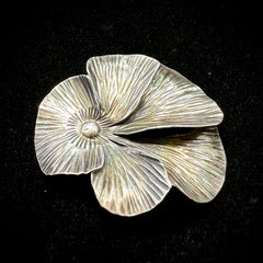 Vintage NUE Sterling Silver Floral Leaf Brooch Pin