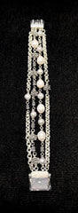 Michael Dawkins Sterling Silver Multi Strand Pearl Bracelet 8"