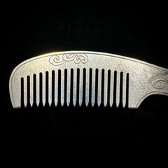 Vintage Chinese Traditional Peony Pattern 999 Fine Silver Hair Comb
