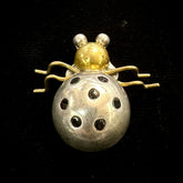 Mexico TAXCO TC-254 Vintage Sterling Silver Brass & Enamel Ladybug Brooch Pin