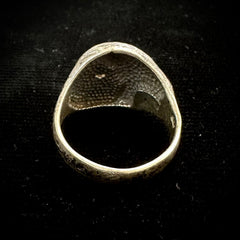 Vintage Sterling Silver Navajo Bald Eagle Crushed Turquoise Inlay Ring Size 10