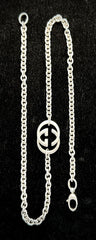 Gucci Italy Sterling Silver Interlocking G Pendant & Rolo Chain Necklace 17.75"
