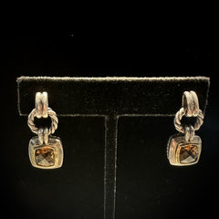 David Yurman Sterling Silver & 18K Gold Citrine Renaissance Dangle/Drop Earrings