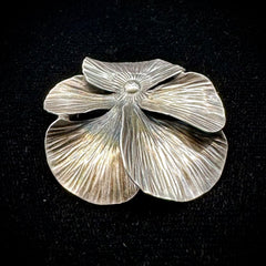 Vintage NUE Sterling Silver Floral Leaf Brooch Pin