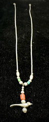 Vintage Sterling Silver Zuni Bird Fetish Bead Necklace 17.25"