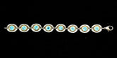 Robert Lee Morris Sterling Silver & 18k Yellow Gold Bracelet Blue Topaz 7.5"