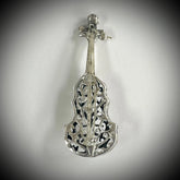 Vintage Sterling Silver Filigree Miniature Standing Guitar/Bass/Violin & Strings