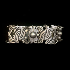 Mexico Vintage Sterling Silver Wide Panel Bracelet