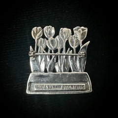 Hand & Hammer Vintage Sterling Silver Tulip Flowers Brooch Pin