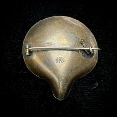 Norway Finn Jensen Sterling Silver White Guilloché Enamel Shell Pin/Brooch
