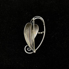 Vintage La Paglia 132 Sterling Silver Bead Leaf Brooch Pin