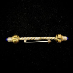 Vintage TP-112 MEXICO 925 Sterling Silver & Brass Pin Brooch