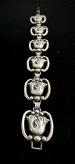 Danecraft Felch Vintage Sterling Silver Tulip Link Panel Bracelet 7.5"