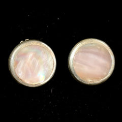 Vintage Mexico ATI 925 Sterling Silver Earrings Ear Clips With Mother of Pearl