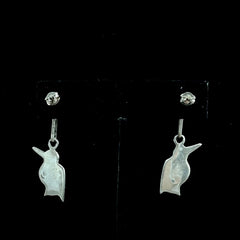Vintage Zuni Sterling Silver Bird Earrings Inlaid Stones Turquoise, MOP, Onyx