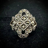 Vintage Sterling Silver Marcasite Ring Band Size 7.75